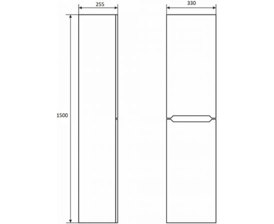 Шкаф-пенал для ванной Uperwood Tanos_33х27х150 см, подвесной, правый, белый/графит 2910202151 – изображение 3