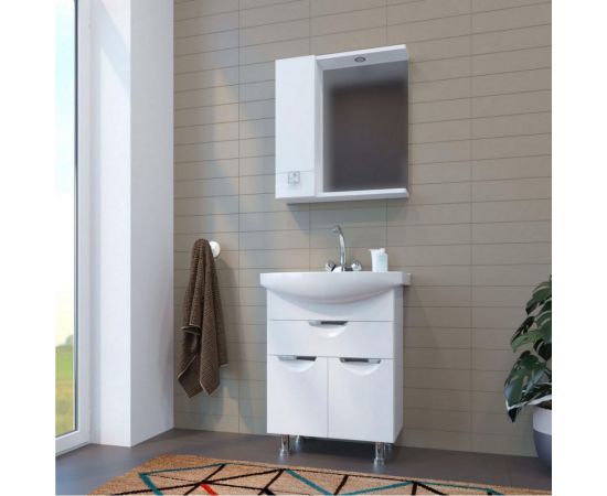 Навесной шкаф MIXLINE ""КВАДРО-55"" левый, с подсветкой, ПВХ 551700 – изображение 3