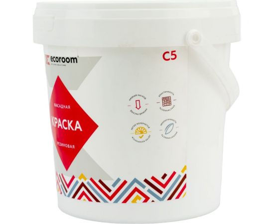 Резиновая фасадная краска ECOROOM супербелый, 1.3 кг Е-Кр -3583/бел – изображение 3