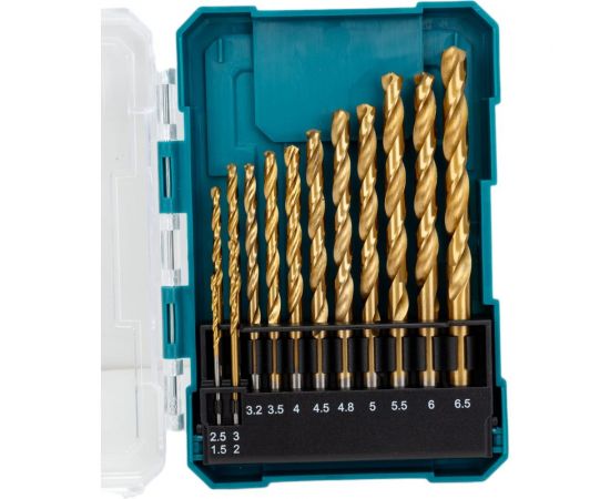 Набор сверл по металлу HSS-TiN Economy 13 шт, 1.5-6.5 мм, шаг 0.5 мм Makita D-72855 – изображение 4