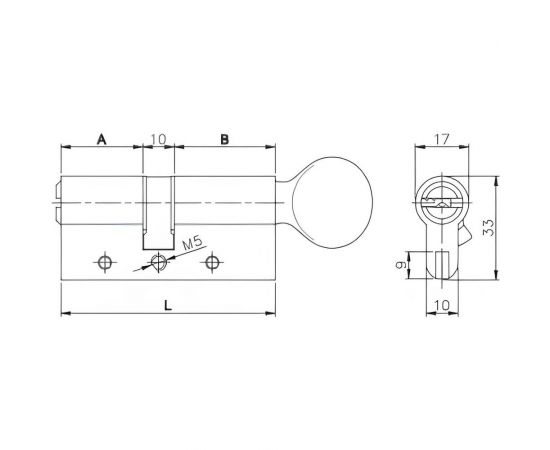 Цилиндровый механизм KALE KILIT 164DBME 45+10+45M: 100mm, NP, 5K, WB, к-в 164DBME0027 – изображение 5