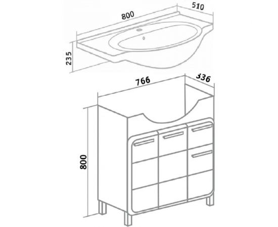 Тумба RUNO ЭРИКА 80 под умывальник ERICA 80 УТ000003319 – изображение 5