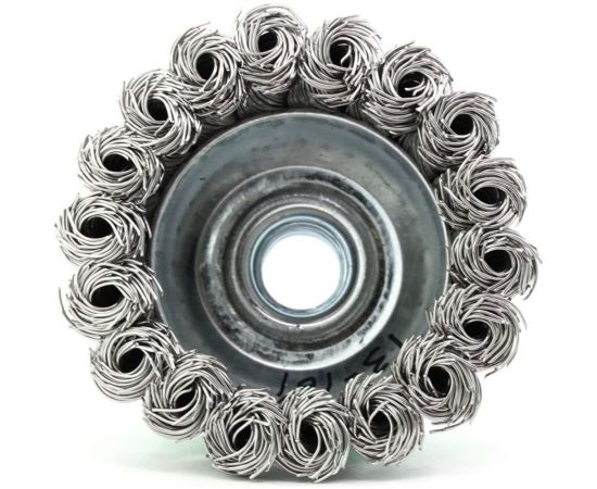 Щетка чашечная жгутовая 75 мм, М14, ворс нержавеющая сталь 0.50 мм для УШМ 13-161 EuroBrush EB-ASS2 – изображение 5