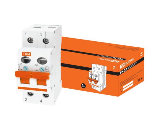 Выключатель нагрузки мини-рубильник TDM ВН-32 2P 25A SQ0211-0013 