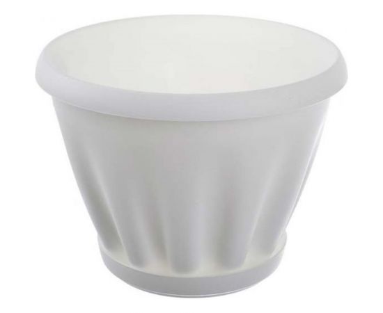 Горшок с поддоном Материя Пластика Знатный белый, диам. 110 мм, 0.45 л 042744 