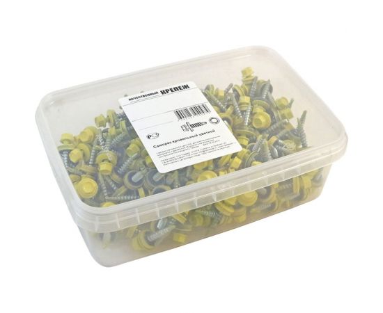 Кровельный саморез Качественный КРЕПЕЖ желтый цинк RAL 1018, 5.5х19 мм, 200 шт 1000199 КЧ 