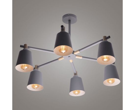 Потолочная люстра RITTER VOLANTE 6хE27 800x800x510мм металл дерево серый дерево 52444 1 