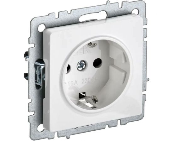 1-местная розетка IEK Brite рс11-1-0-брб с заземлением, без защитных шторок, 16А, белый BR-R11-16-K01 