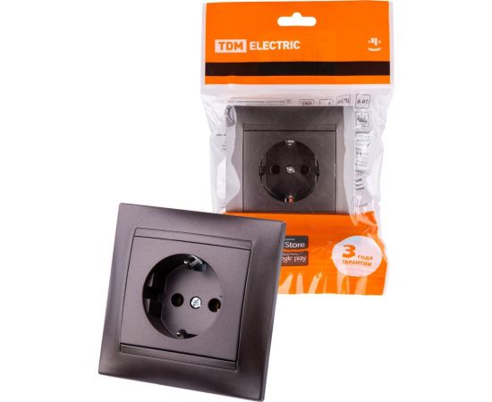 Розетка TDM 2П+З 16А 250В шоколад Лама SQ1815-0523 