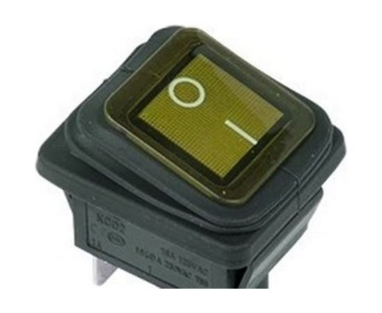 Клавиша Nord-Yada 250V 15А желтая с подсветкой (4контакта) ON-OFF (2шт в упаковке) ВЛАГОЗАЩИТА 905939 