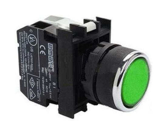 Кнопка со светодиодной подсветкой Emas зеленая B290DY 