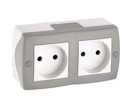 2-я розетка MONO ELECTRIC Octans, без заземления, серая 104-020006-121 