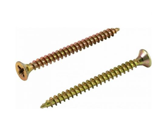 Универсальный саморез КВАДРА 4x20 желтый, потайная голова, цинк, кop. 100 шт. 404020070100 