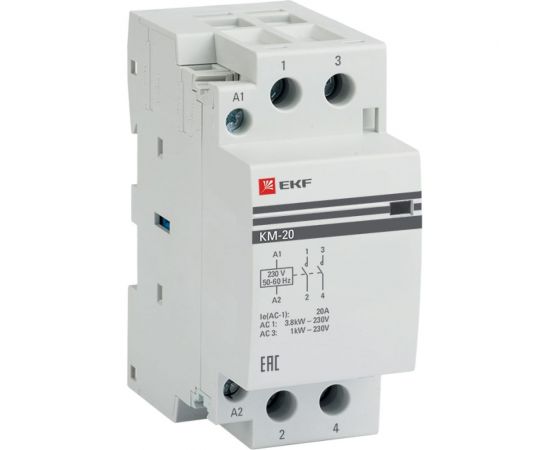 Модульный контактор EKF 20А, 2п, 220В, 2NO, КМ km-2-20-20 