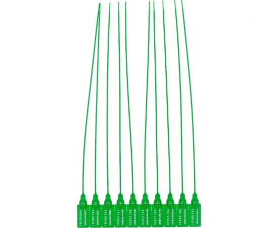 Пластиковая номерная пломба Пломба.Ру D 2,3 мм, L 350 мм, Цвет зеленый 50 шт. 639319 