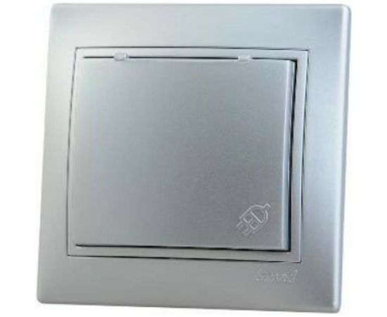 Розетка с заземлением и крышкой Lezard MIRA, керамика, со вставкой, металлик серый 701-1010-123 – изображение 2