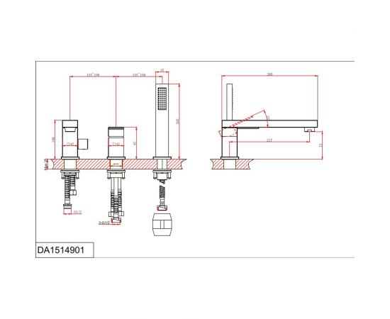 Смеситель на борт ванны D&K Bayern.Liszt DA1514901 – изображение 2