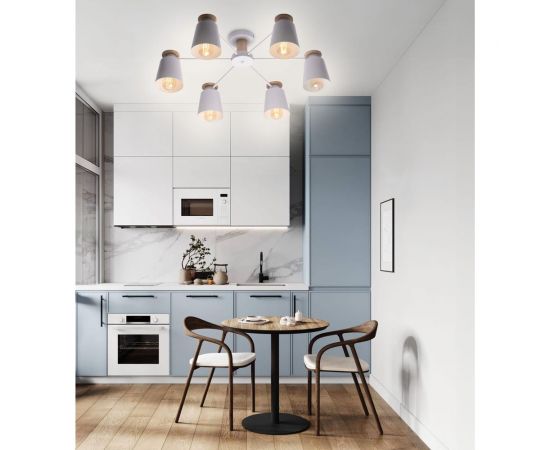 Потолочная люстра RITTER VOLANTE 6хE27 800x800x510мм металл дерево серый дерево 52444 1 – изображение 2