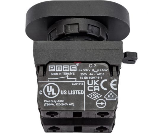 Нажимная кнопка Emas сдвоенная красно-зелёная, 250 В AC, 4 А CP102K20KY – изображение 3