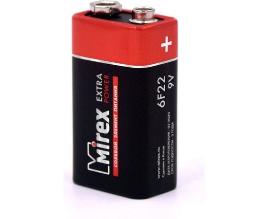 Солевая батарея Mirex 6F22 / Крона 9V 1 шт shrink 23702-6F22-S1 – изображение 3