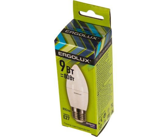 Электрическая светодиодная лампа Ergolux LED-C35-9W-E27-6K Свеча 9Вт E27 6500K 172-265В 13172 – изображение 3