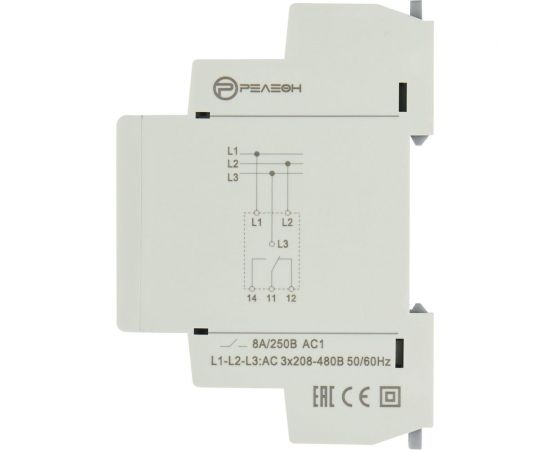 Реле контроля фаз РЕЛЕОН обрыв и чередование фаз; 1 перекидной контакт 8А; 400В AC; RC231840001 – изображение 3