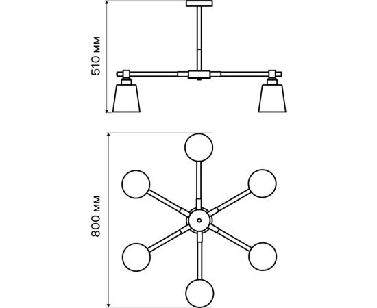 Потолочная люстра RITTER VOLANTE 6хE27 800x800x510мм металл дерево серый дерево 52444 1 – изображение 9