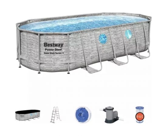 Каркасный овальный бассейн Bestway 549х274х122 см, 13430 л, 5678 л/ч 56716 BW 006195 