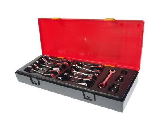 Набор ключей комбинированных укороченных трещоточных 8-19мм 14 предметов JTC K6144 