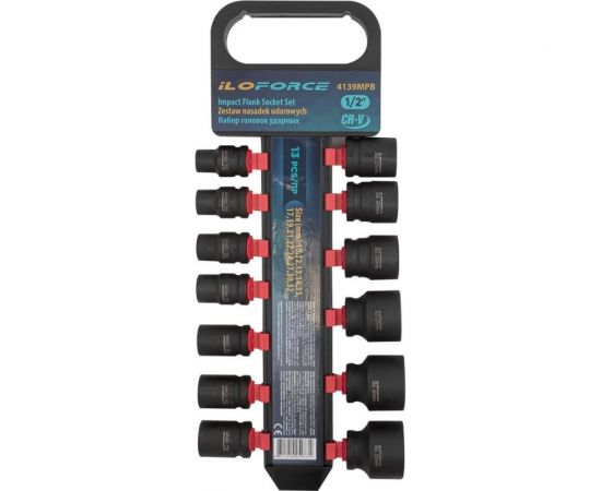 Набор головок ударных 13 предметов, 1/2DR, на пластиковом держателе iLOFORCE IF-4139MPB(54751) 