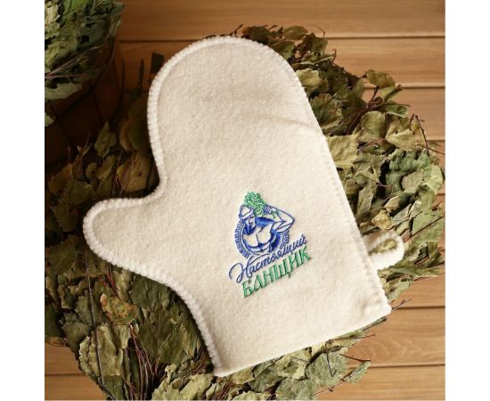 Войлочная рукавица для бани Банная забава Настоящий банщик! 3812805 – изображение 2