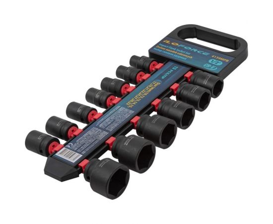 Набор головок ударных 13 предметов, 1/2DR, на пластиковом держателе iLOFORCE IF-4139MPB(54751) – изображение 2