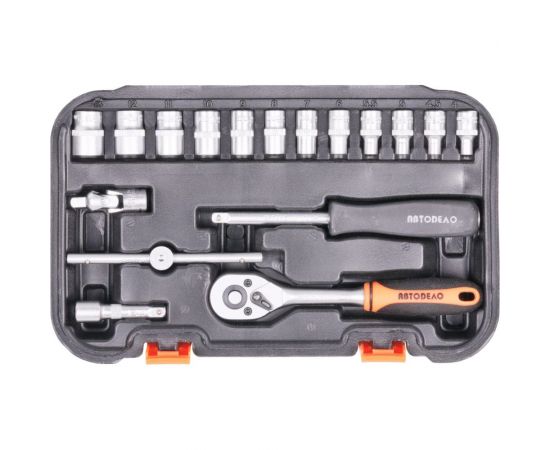 Набор торцевых головок АвтоDело 1/4" DR 17 предметов 39917 13700 – изображение 2