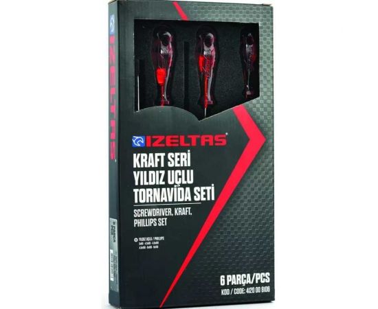 Набор отверток IZELTAS KRAFT Phillips с крестообразным шлицем, 6 предметов 4120008106 – изображение 3