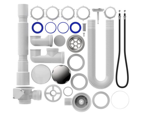 Сифон для ванны Aquant 1 1/2""х40 с выпуском и переливом, 40x40/50 полуавтомат V312-18-MR – изображение 4