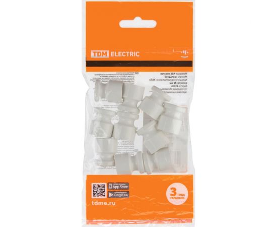 Изолятор TDM пластиковый, белый, 10 штук SQ2804-0001 – изображение 4