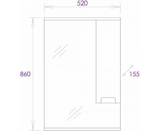 Зеркальный шкаф Onika ХАРПЕР 52.01 белый глянцевый правый 205216 – изображение 6