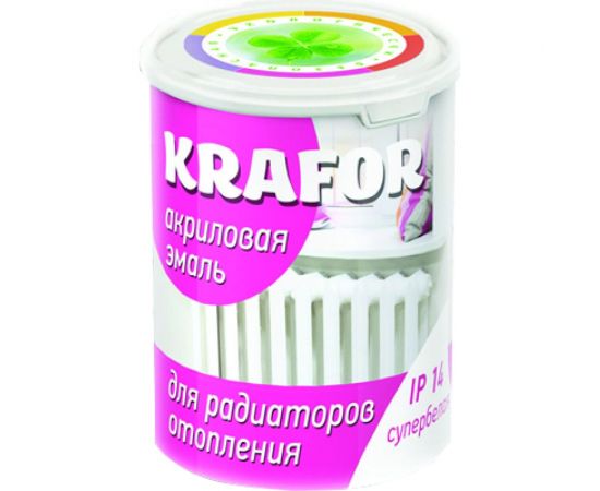 Акриловая эмаль для радиаторов KRAFOR супербелая 3 кг 1 44988 
