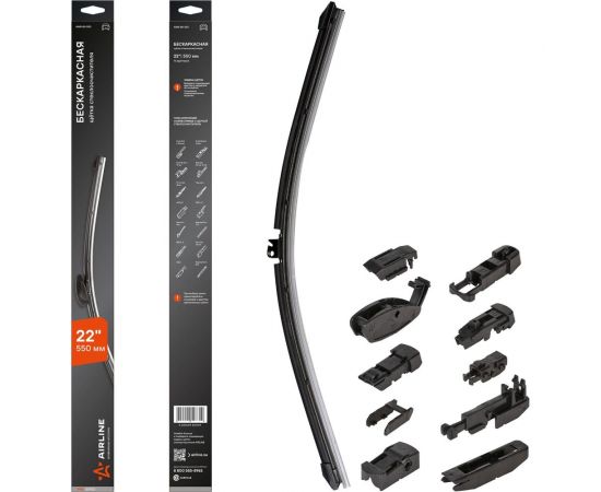 Бескаркасная щетка стеклоочистителя (550 мм, 22"", 10 адаптеров) Airline AWB-BK-550 