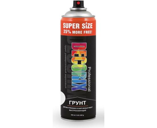 Аэрозольный грунт Decorix PROFESSIONAL SUPER SIZE (акриловый; матовый; белый; 650 мл) 0140-24 DX 