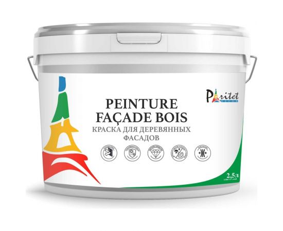 Краска Paritet для деревянных фасадов, белый, 2.5 л PD-038 