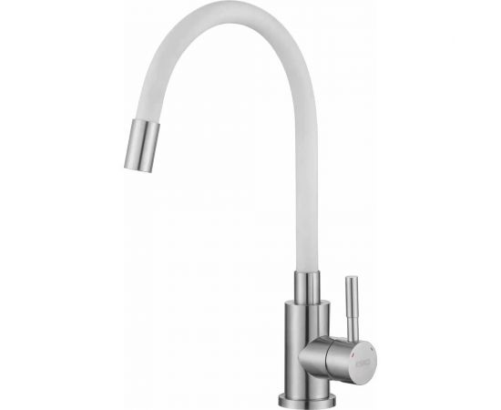 Смеситель для кухни ESKO Snake гибкий излив, белый, нержавеющая сталь K44 W 