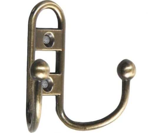 Мебельный крючок ТУНДРА KM203AB, двухрожковый, цвет бронза 1866188 