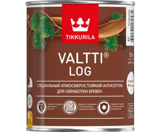Антисептик TIKKURILA VALTTI LOG специальный для бревен, атмосферостойкий, орегон 0,9л 700010354 