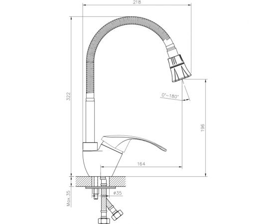 Одноручный смеситель для кухни Decoroom с гибким изливом DR71022 – изображение 2