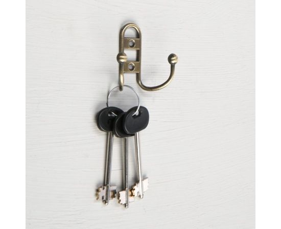 Мебельный крючок ТУНДРА KM203AB, двухрожковый, цвет бронза 1866188 – изображение 2