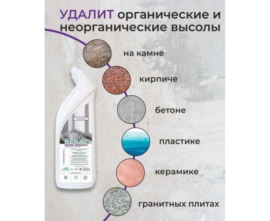 Средство для удаления известкового и цементного налета после ремонта KENAZ 0.8 л 809721 – изображение 3