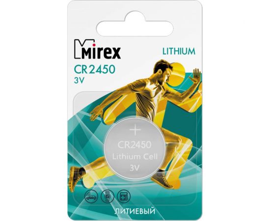 Литиевая батарея Mirex CR2450 3V 1 шт ecopack 23702-CR2450-E1 – изображение 3
