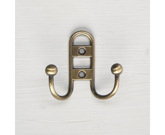 Мебельный крючок ТУНДРА KM203AB, двухрожковый, цвет бронза 1866188 – изображение 3