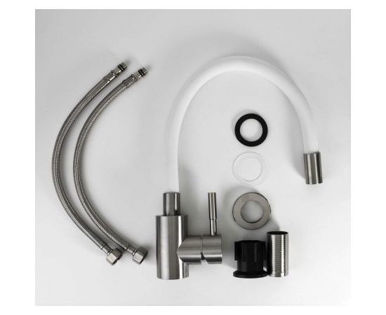 Смеситель для кухни ESKO Snake гибкий излив, белый, нержавеющая сталь K44 W – изображение 3